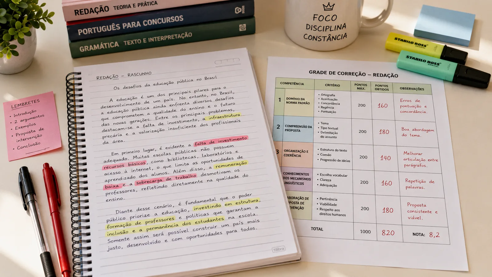 Imagem de capa de Redação ENEM nota 1000: as 5 competências (2026)